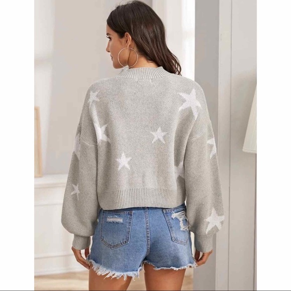 New! Oversized chunky knit star cropped sweater - Picture 4 of 5